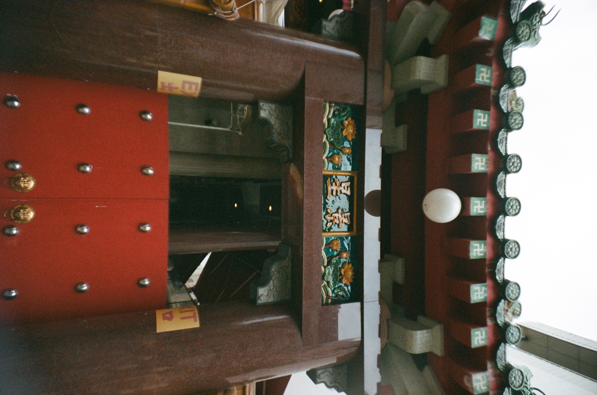 Temple doorway and red wall detail