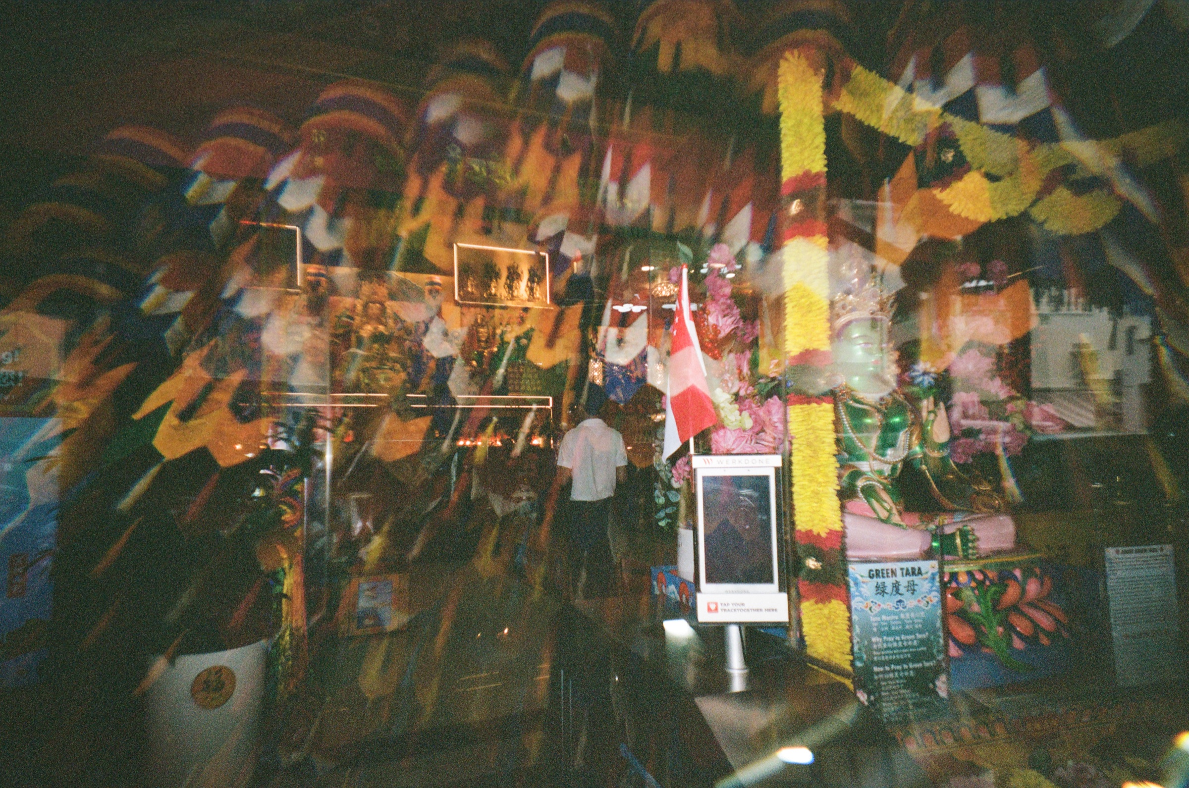 Temple altar with lanterns and decorations