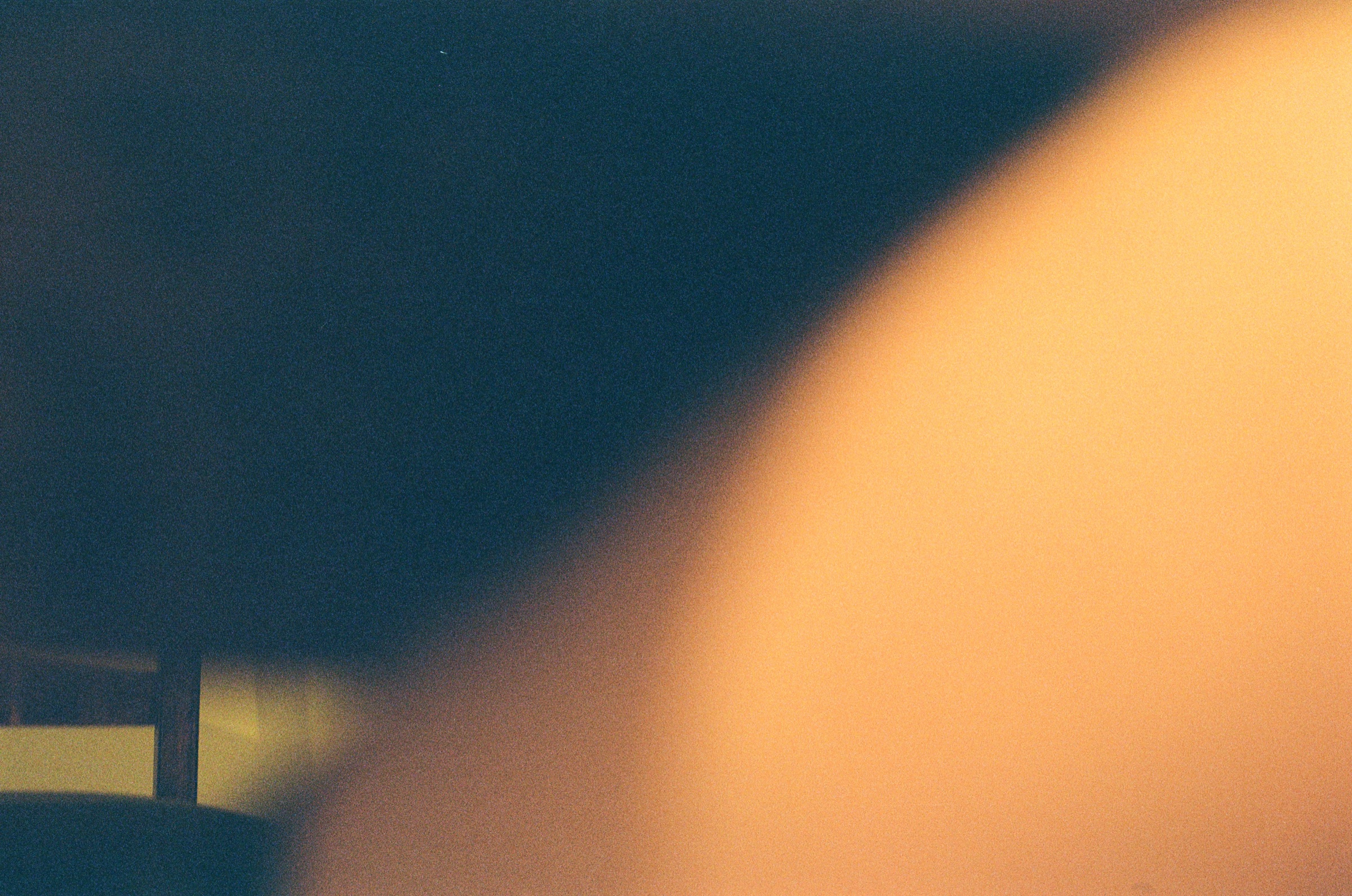 Abstract warm obstruction and blue shadow frame